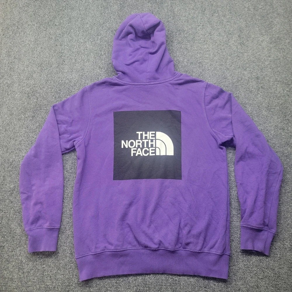 The North Face Mens Purple Box Logo Pullover Hoodie Sweatshirt Small NF0A3FRE